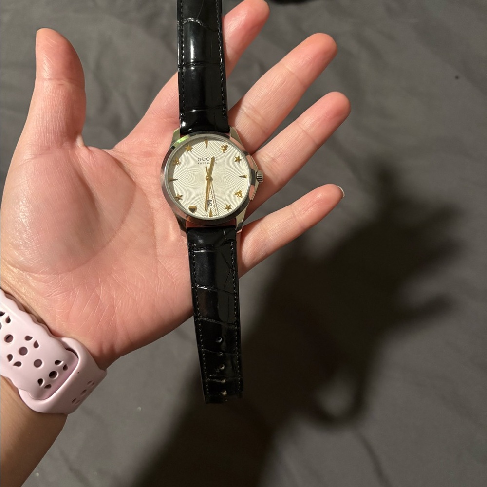 Black Leather Strap Watch